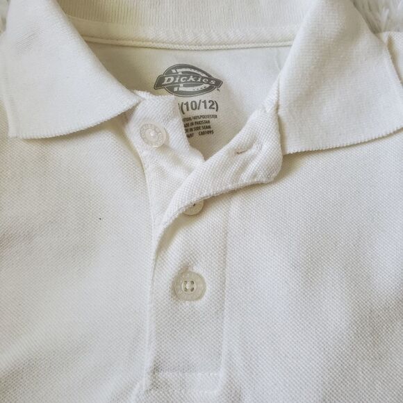 Dickies White Polo Short Sleeve Shirt Boy's Size M (10-12) - Picture 2 of 7